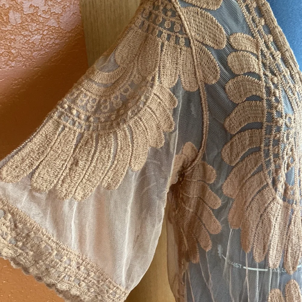 Rebellion Again Embroidered Mesh Duster Kimono - Picture 6 of 13